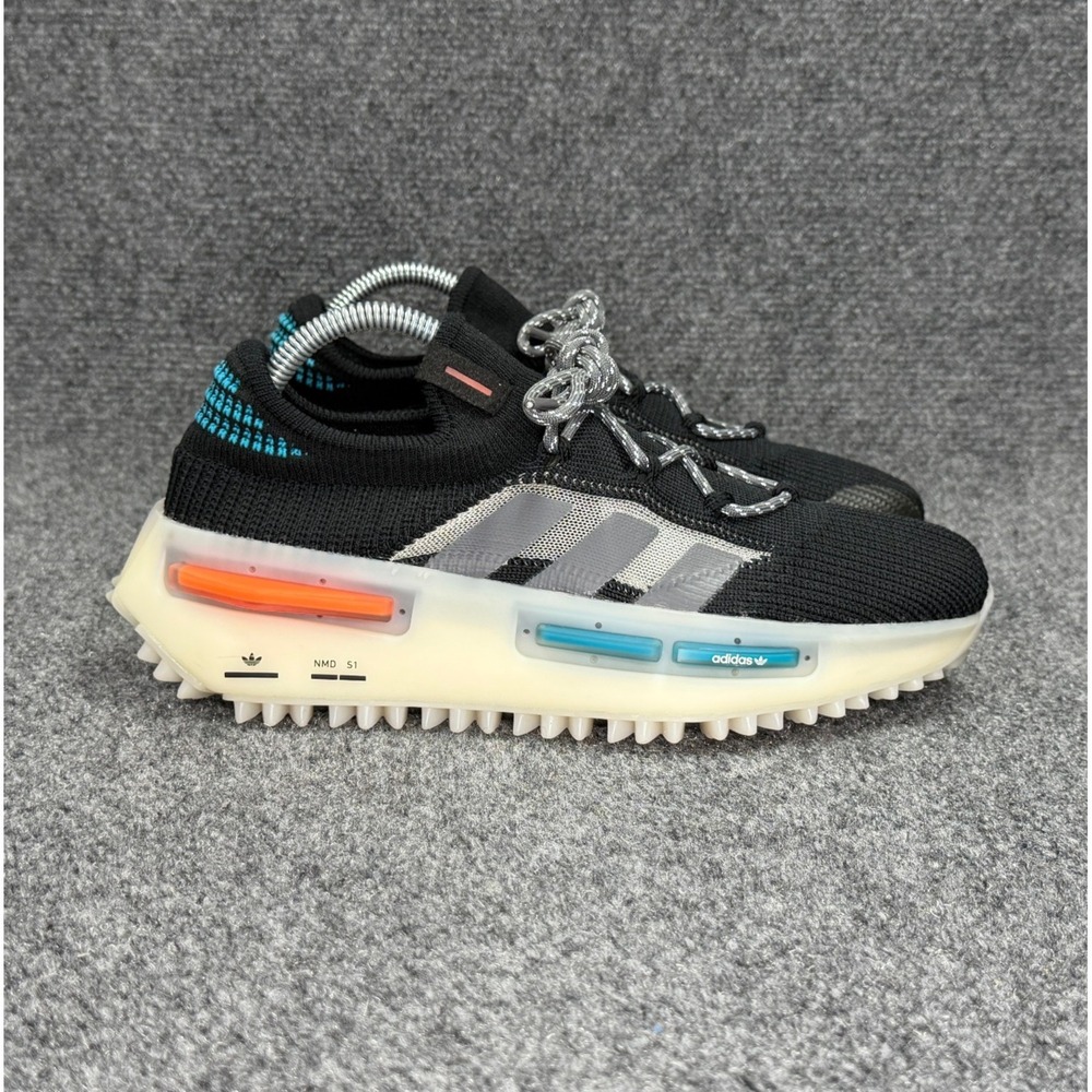 Adidas NMD_S1 Running Shoes Men's 7 Black Teal Orange Athletic Knit Retro Run